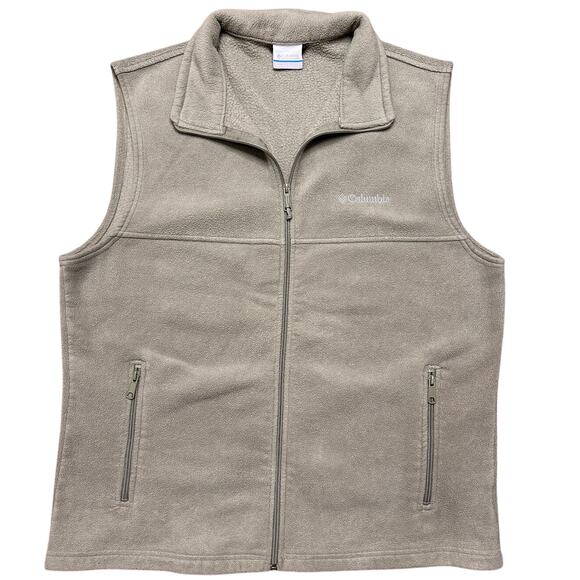 Columbia Vest Mens Full Zip Fleece Green Size L - Picture 1 of 5